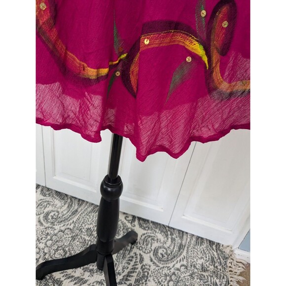 California Woman Top Free Size M/L Embroidered Pink Sequins Bohemian Tunic Flowy - Picture 6 of 14